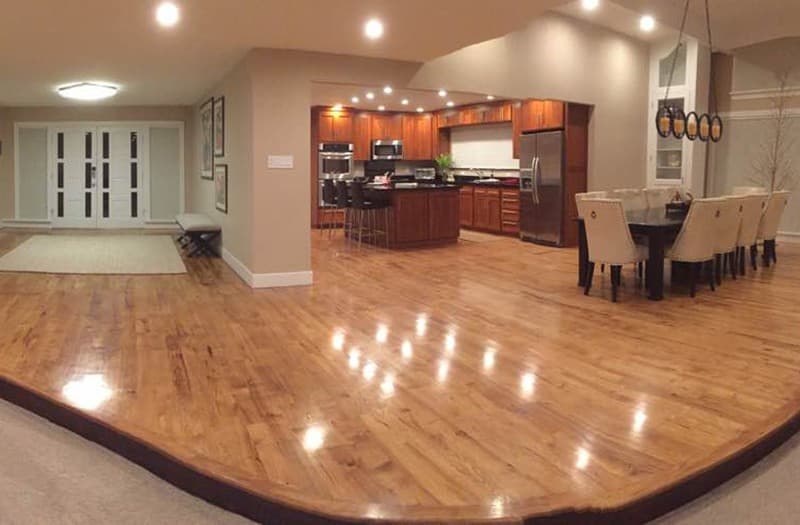 Open-plan living and dining room, freshly painted